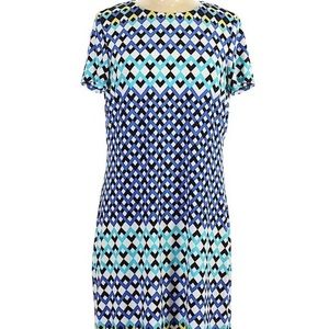 EUC Maggie London size 4 small geometric print sheath dress short sleeve shift
